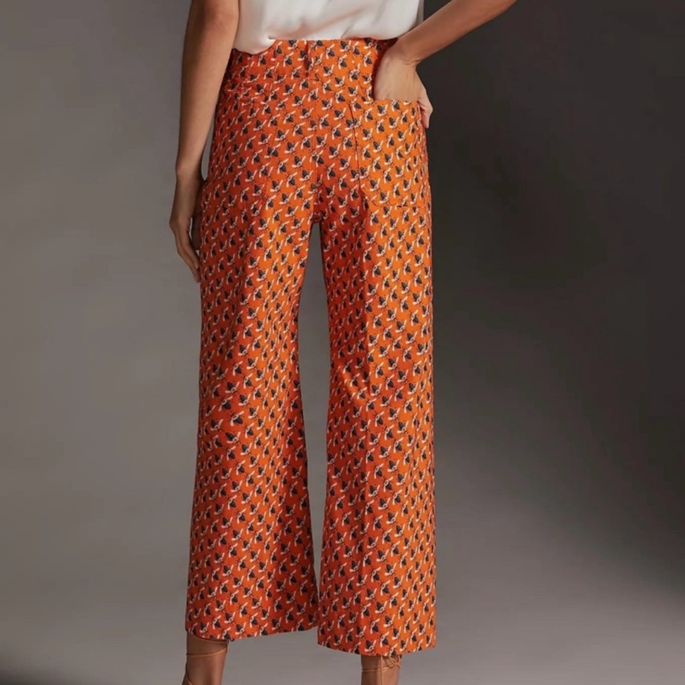 Anthropologie Sarah Gordon x Maeve Printed Wide-Leg Ankle Bee Insect Pants 4 - Picture 3 of 11